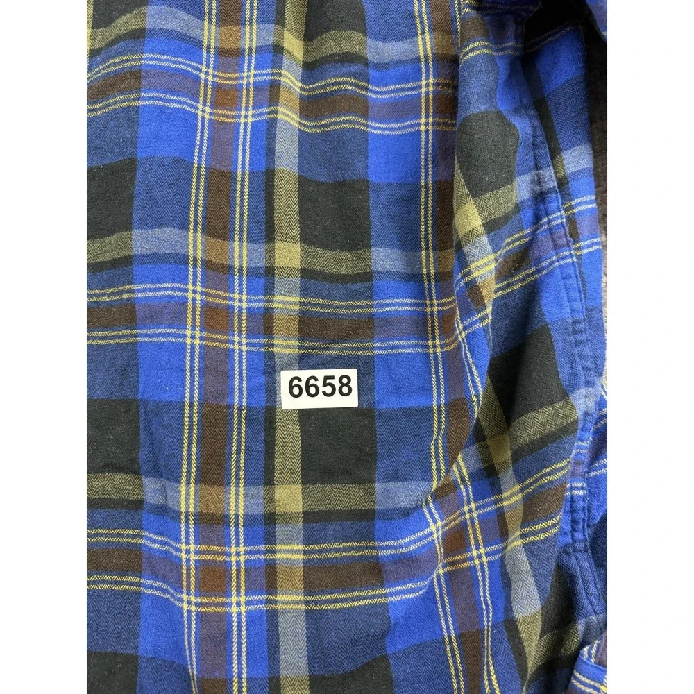 Levi's Shirt Mens Medium Blue Plaid Flannel Long Sleeve Button Up Pockets Casual